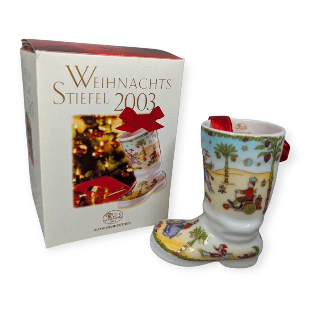 Weihnachts Stiefel 2003 Limited Edition Porcelain Boot Christmas Ornament w/Box
